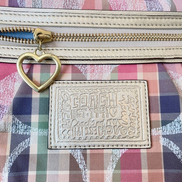 Coach Daisy Madras Plaid Glam Signature Tote Shoulder Bag - Picture 4 of 16